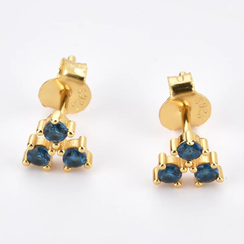 Vistosa Trio Gold Earrings- Sapphire Blue Necklaces Hurtig Lane