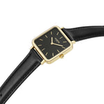 Neliö Square Vegan Leather Gold/Black/Black Watch Hurtig Lane Vegan Watches