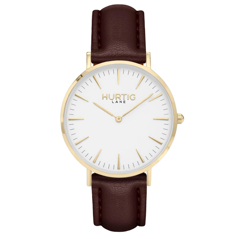 vegan watch gold and dark brown