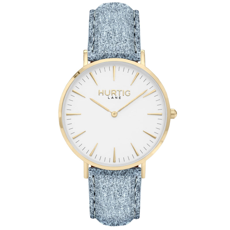 Hymnal Vegan Watch Suede Gold, White & Mustard Watch Hurtig Lane Vegan Watches