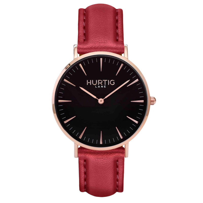 hurtig lane vegan watch rose gold and red- vegane uhr