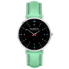 hurtig lane vegan leather watch silver, black & mint vegane uhren