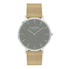 grey and gold mesh watch